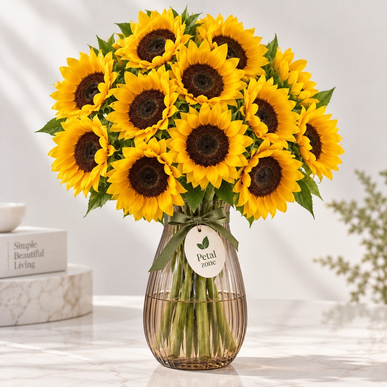 Golden Celebration – 12 Sunflower Vase