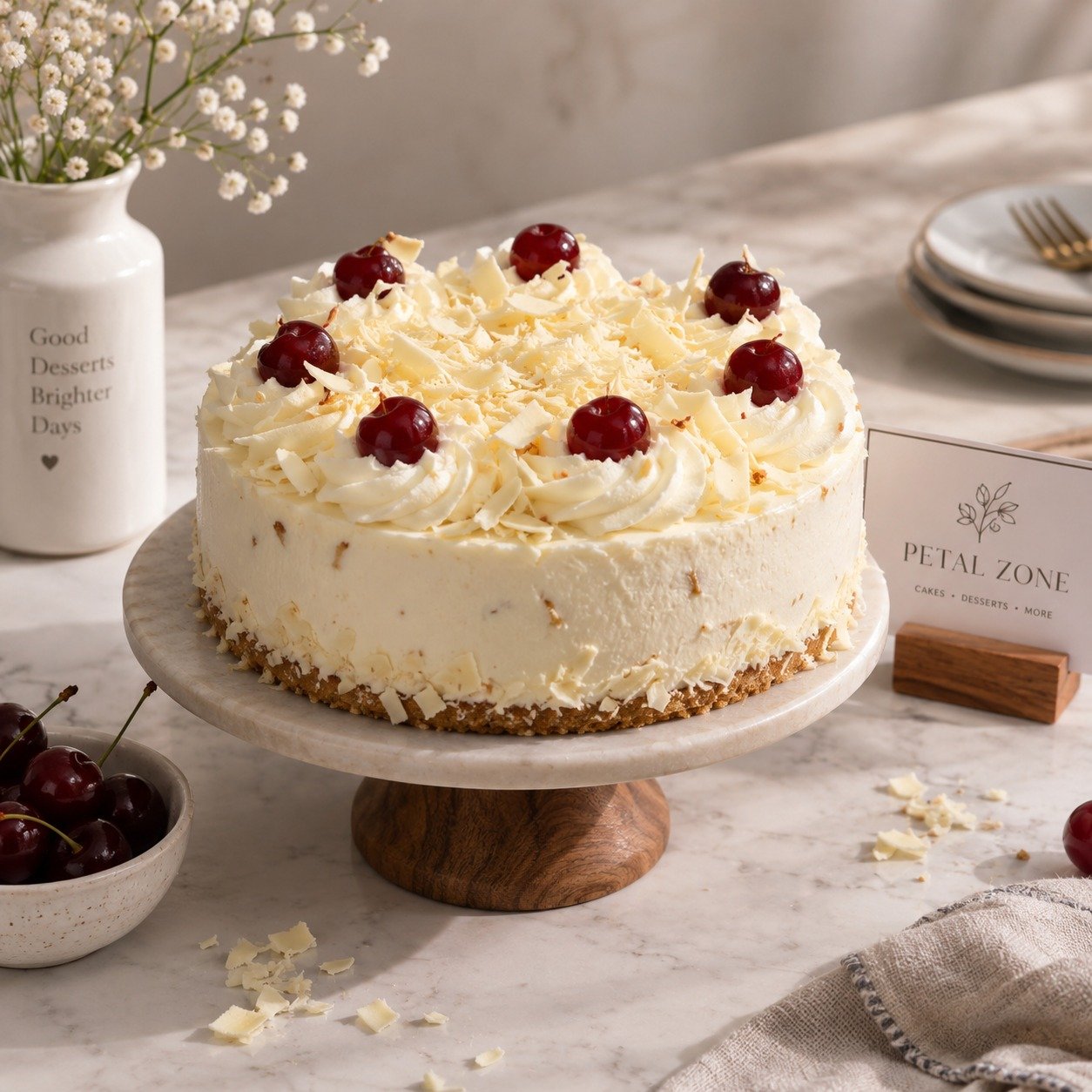 Snowy Forest – White Forest Cheesecake