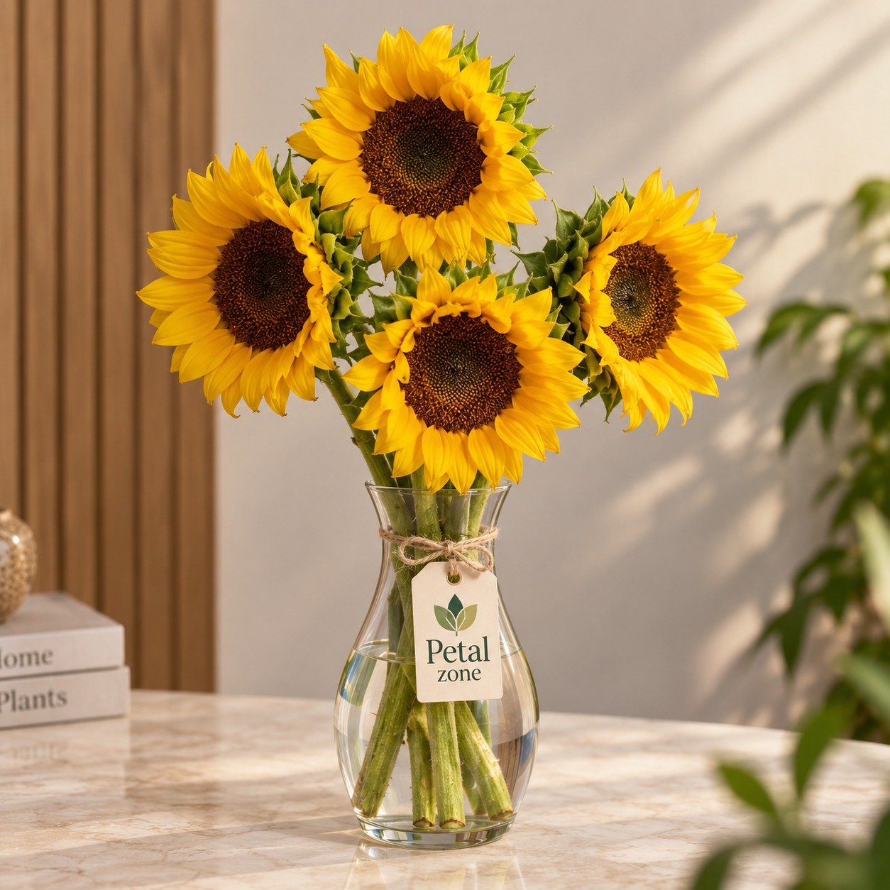 Golden Glow – 4 Sunflower Vase