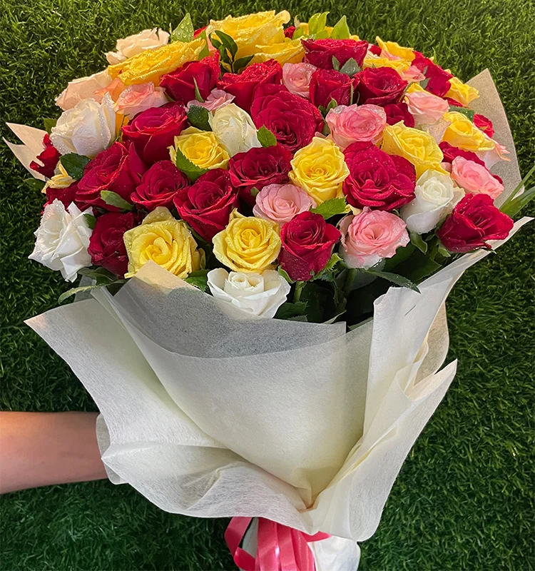 Petal Zone 100 Colourful Roses Bunch