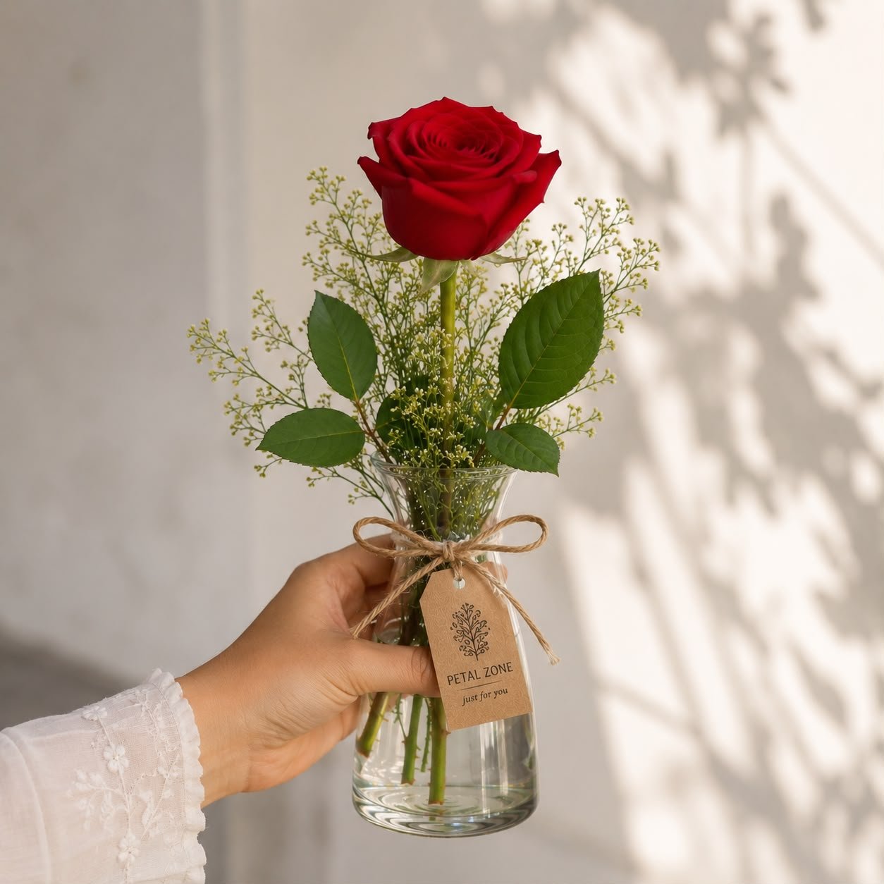Elegant Fresh 1 Red Rose Flower Vase 2
