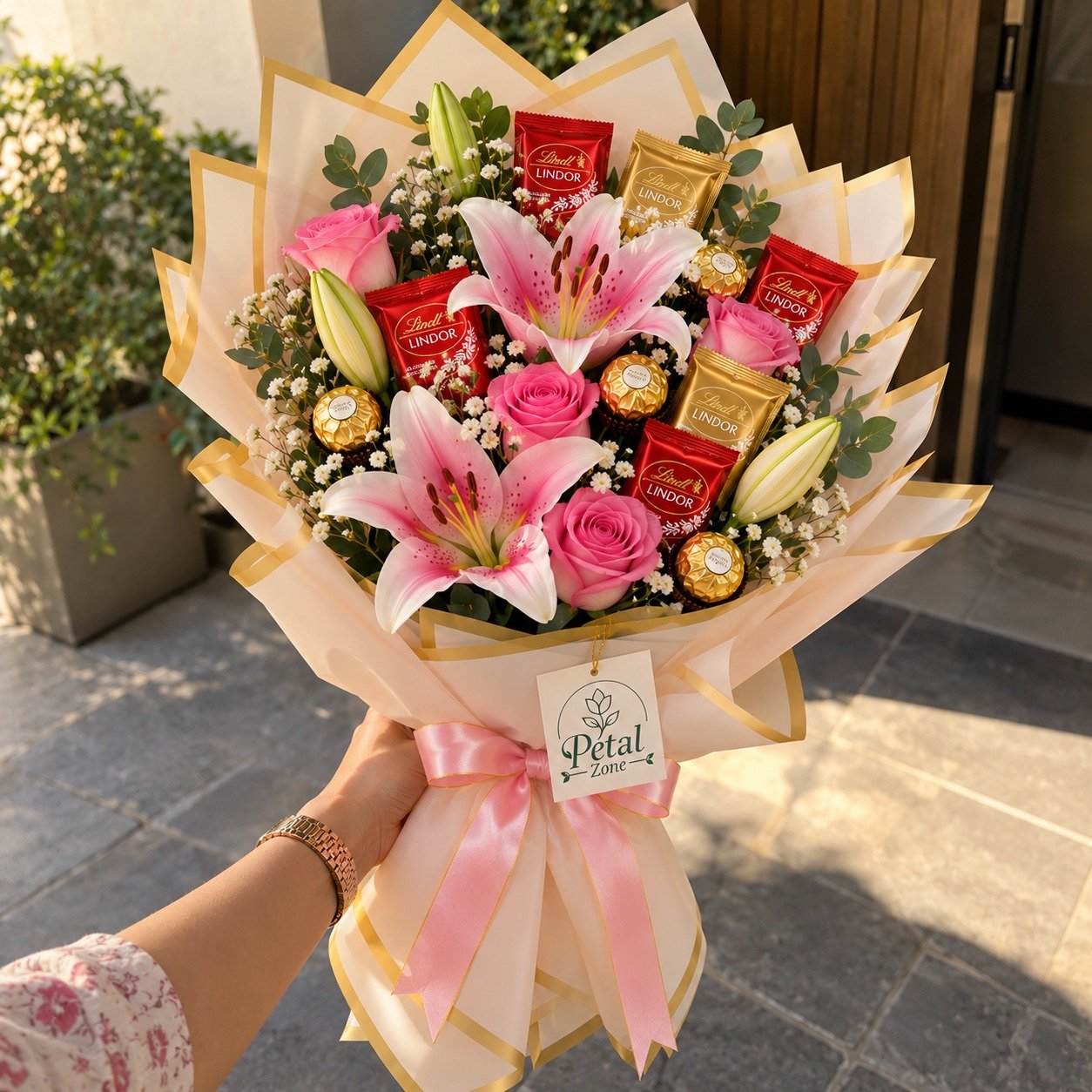 Bloom & Indulgence – Flower & Imported Chocolate Bouquet 2