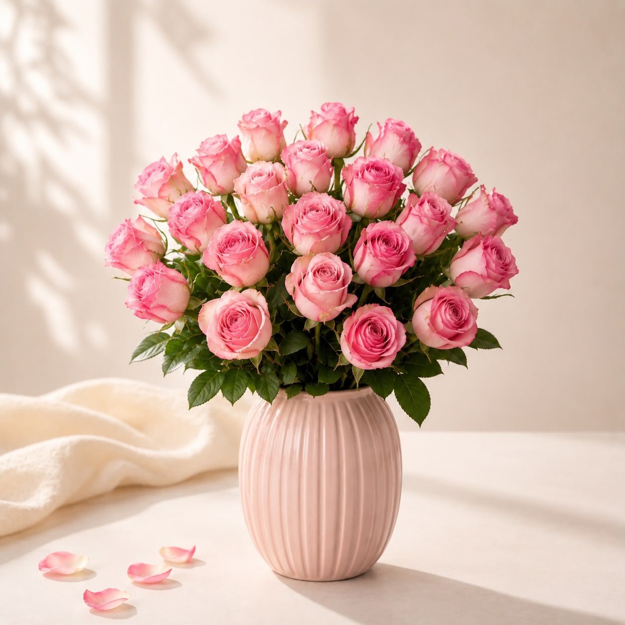 Elegant Fresh 25 Shaded Pink Rose Flower Vase 3