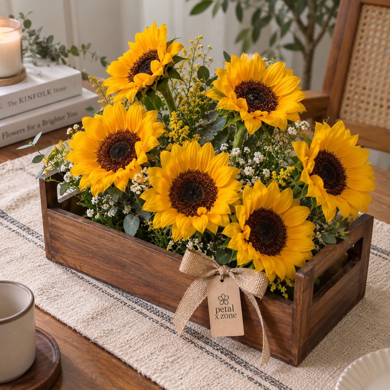 Golden Tray Charm – 6 Sunflower Wooden Tray 2