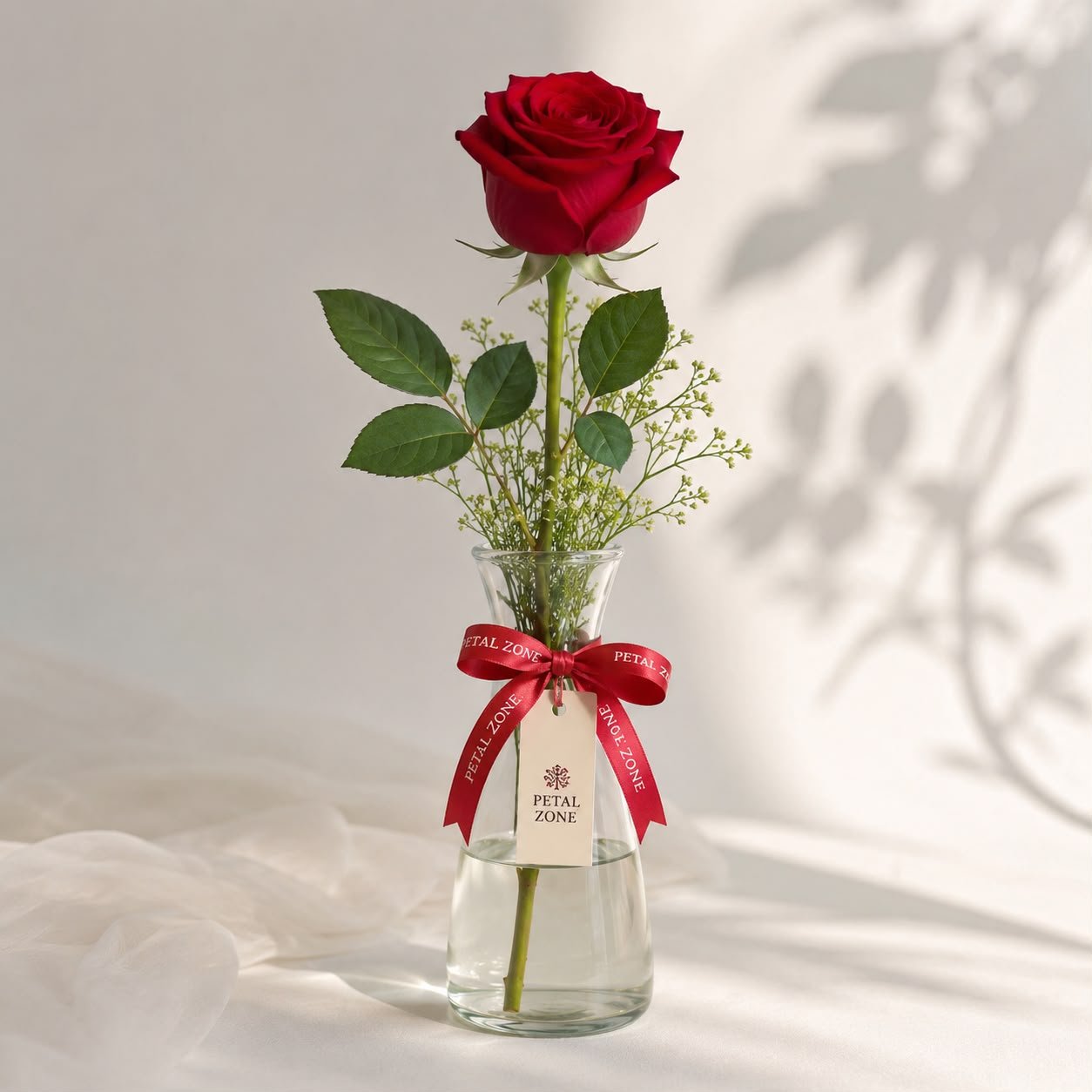 Elegant Fresh 1 Red Rose Flower Vase